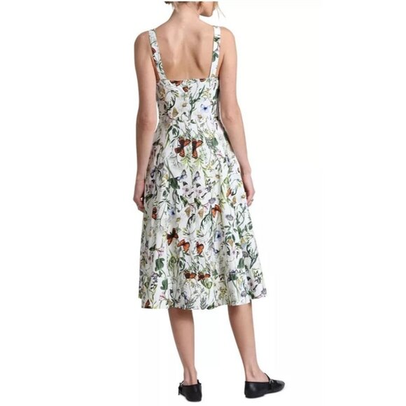 Avec Les Filles Dress Womens 14 Botanical Garden Floral Butterfly Midi Coquette - Picture 5 of 7
